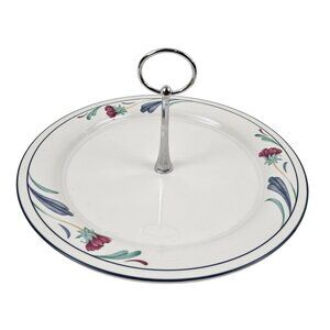 Lenox Chinastone Poppies On Blue 10in Serving Plate Handle Freezer Microwave Saf